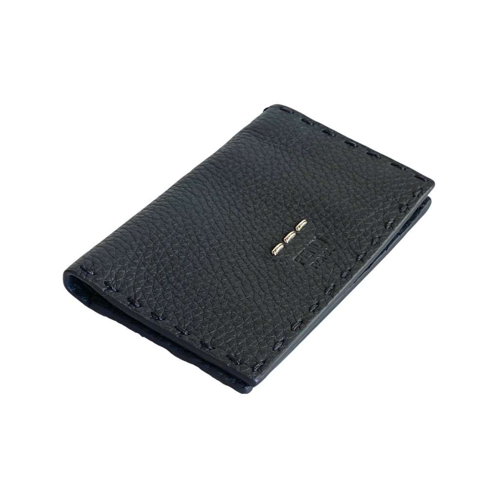 Fendi Fendi Selleria Gray Calf Leather Vertical Bifold Wallet Black Leather Never worn, with tag - Front View