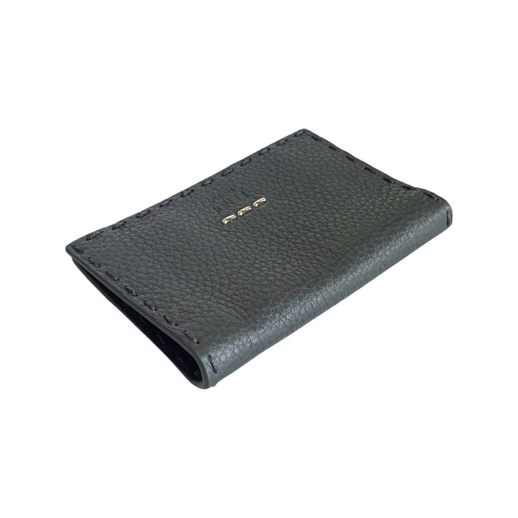 Fendi Fendi Selleria Gray Calf Leather Vertical Bifold Wallet Black Leather Never worn, with tag - Model View