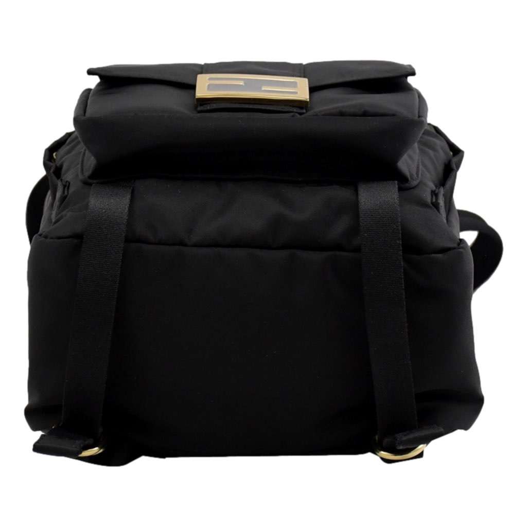 Fendi Fendi Baguette Black Nylon Gold Logo Small Travel Backpack Bag Black Never worn, with tag - Box View