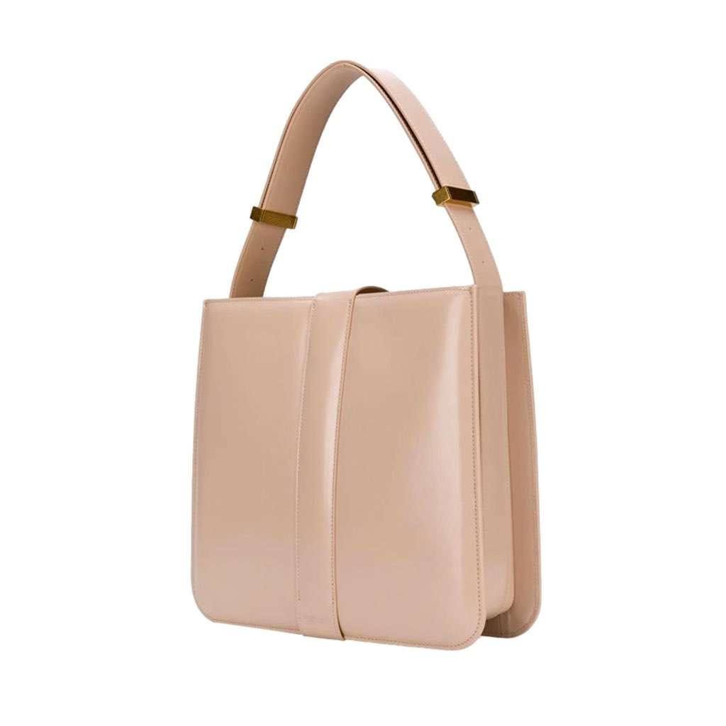 Bottega Veneta Bottega Veneta Marie Smooth Nude Blush Leather Shoulder Bag Beige Leather Never worn, with tag - Model View