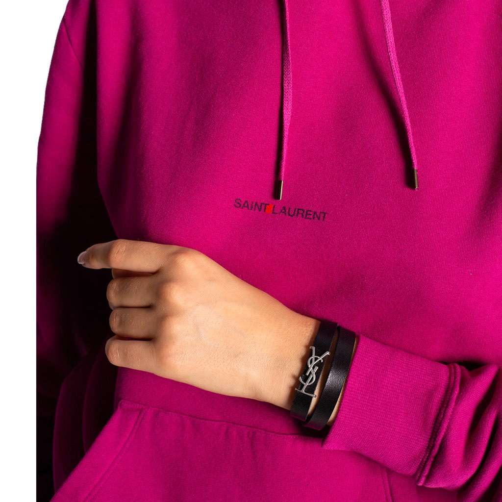 Saint Laurent Saint Laurent Monogram Black Leather Bracelet Black Leather Never worn, with tag - Back View