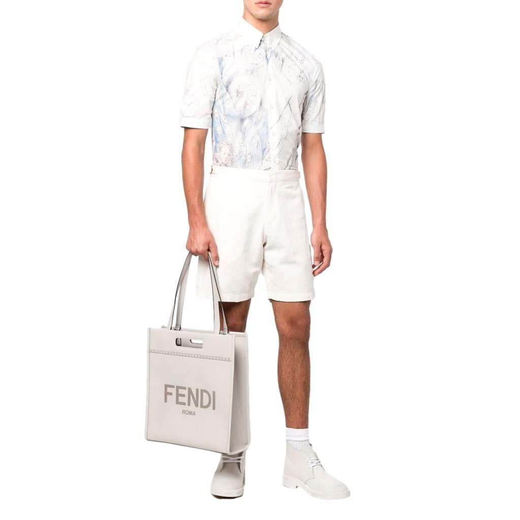 Fendi Fendi Roma Ghiaia Calf Leather Tote Bag White Leather Never worn, with tag - Back View
