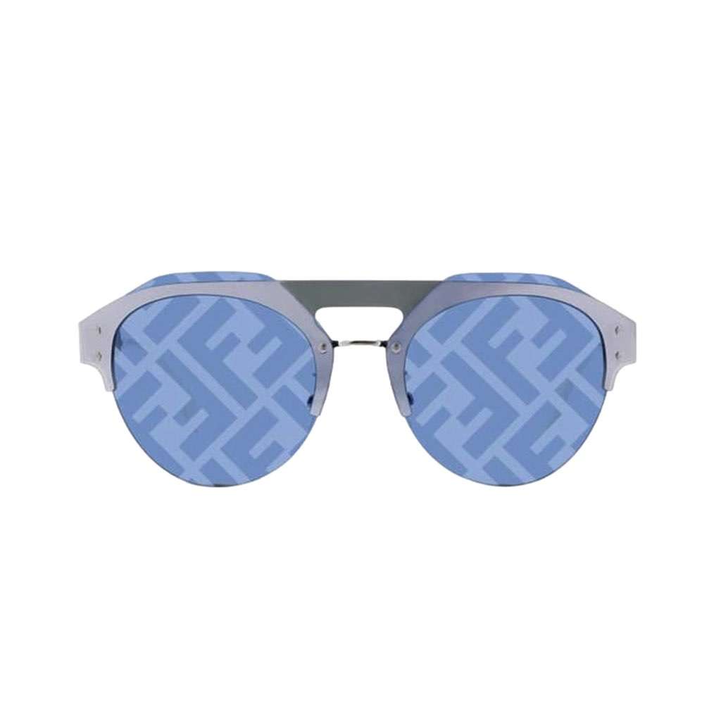 Fendi Fendi Technicolour Blue FF Print Lenses Palladium Pilot Frame Sunglasses Blue Never worn, with tag - Front View