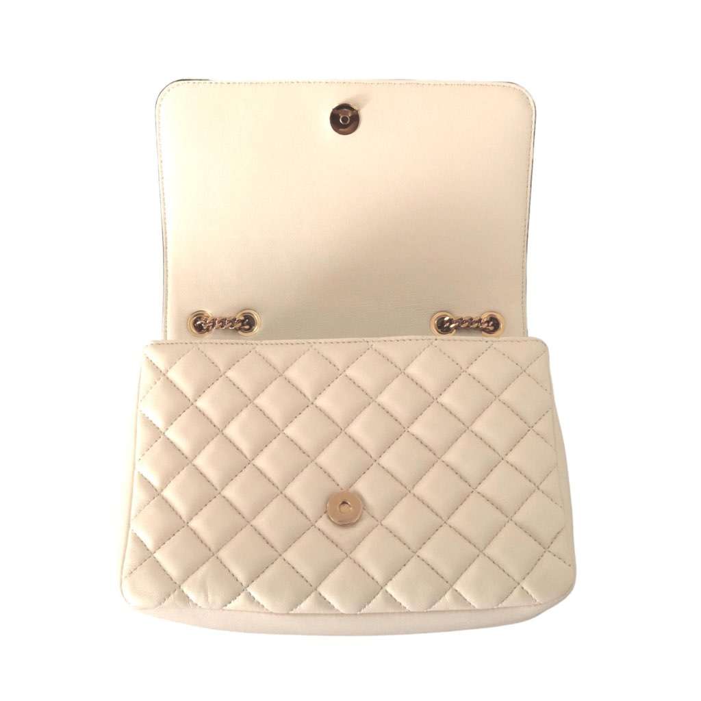 Versace Versace La Medusa Beige Quilted Lamb Leather Large Shoulder Bag Beige Leather Never worn, with tag - Model View