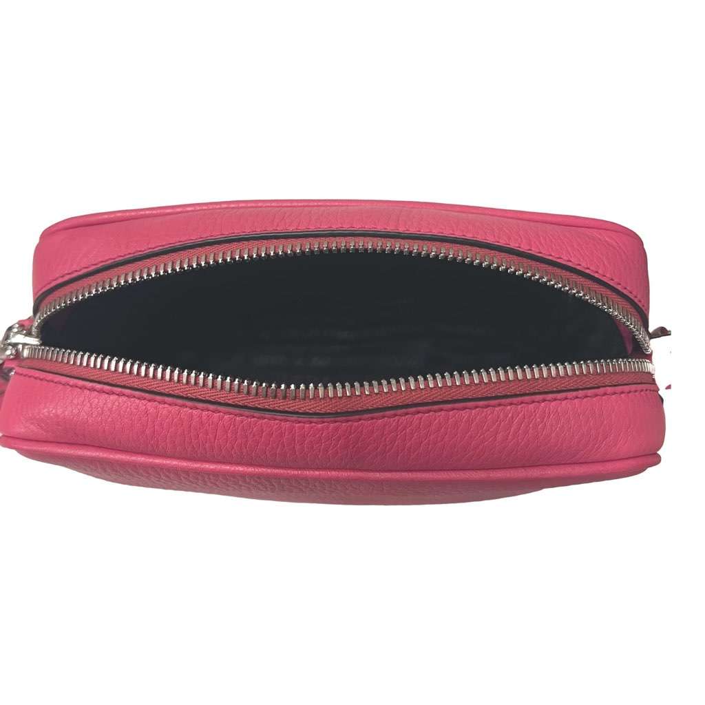 Prada Prada Vitello Phenix Pink Leather Silver Logo Small Camera Crossbody Bag Pink Leather Never worn, with tag - Model View