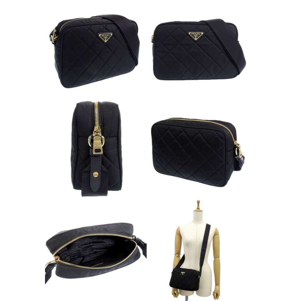 Prada Prada Tessuto Black Quilted Nylon Triangle Logo Camera Crossbody Bag Black Never worn, with tag - Back View