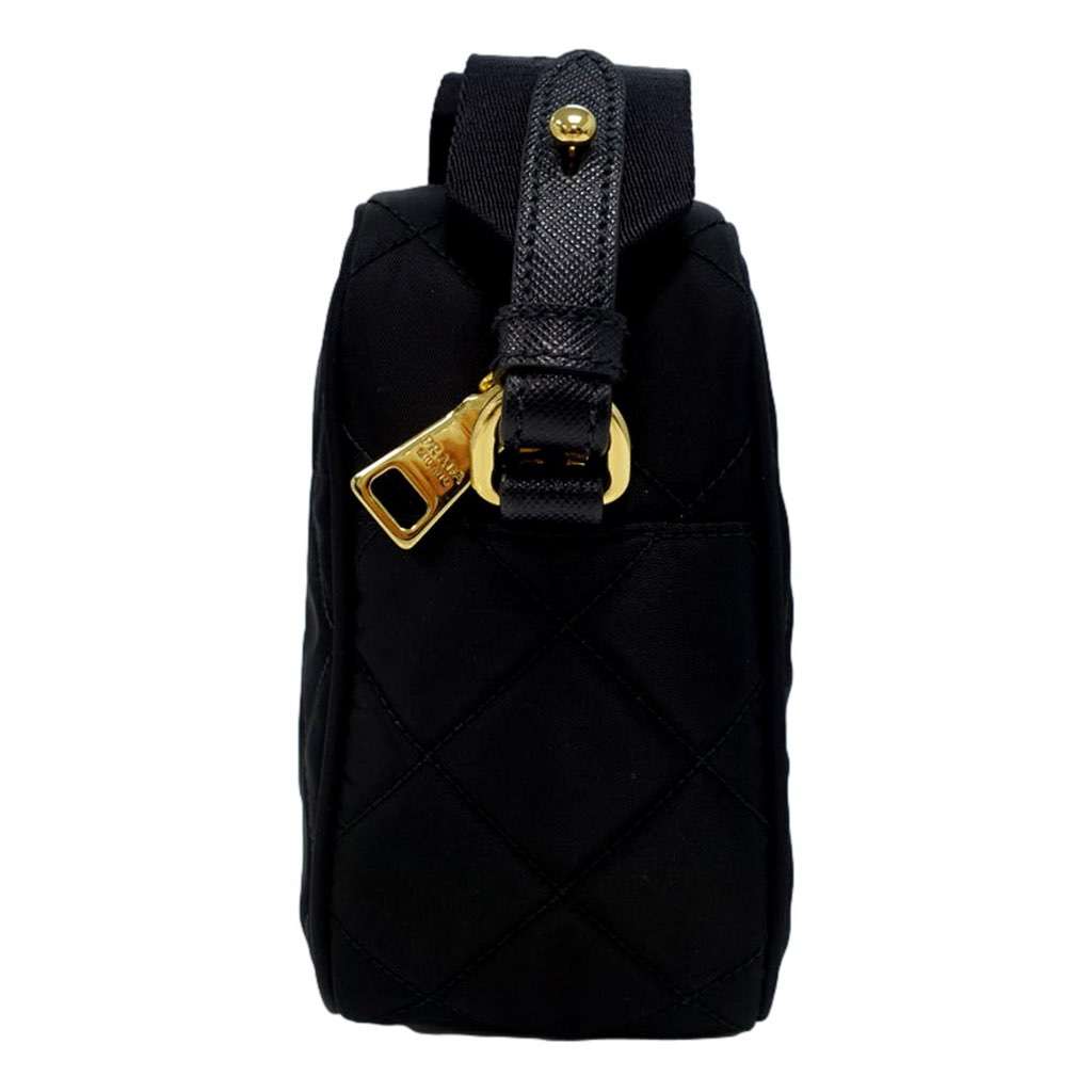 Prada Prada Tessuto Black Quilted Nylon Triangle Logo Camera Crossbody Bag Black Never worn, with tag - Box View