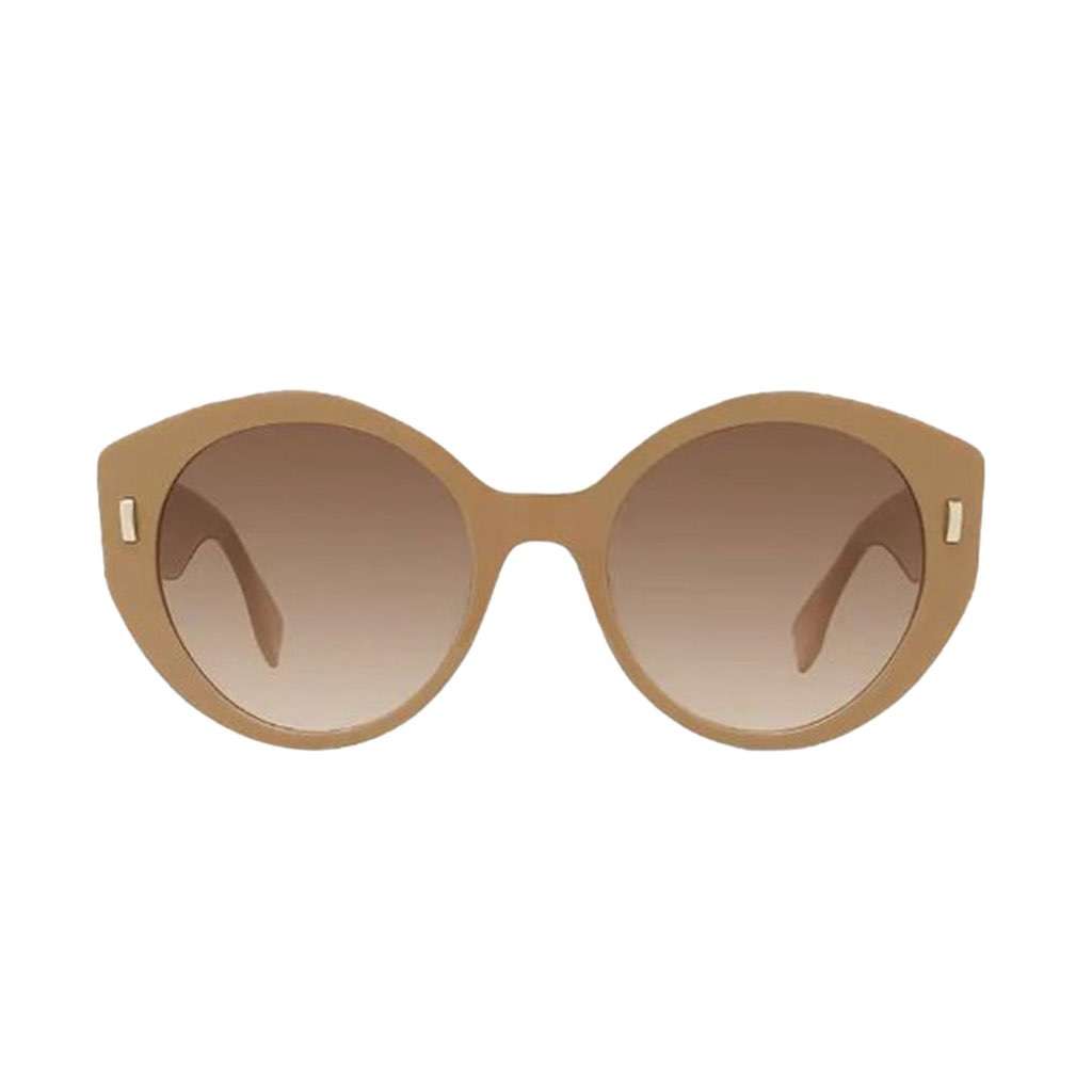 Fendi Fendi First Dark Beige Acetate Round Frame Tinted Sunglasses Beige Never worn, with tag - Front View