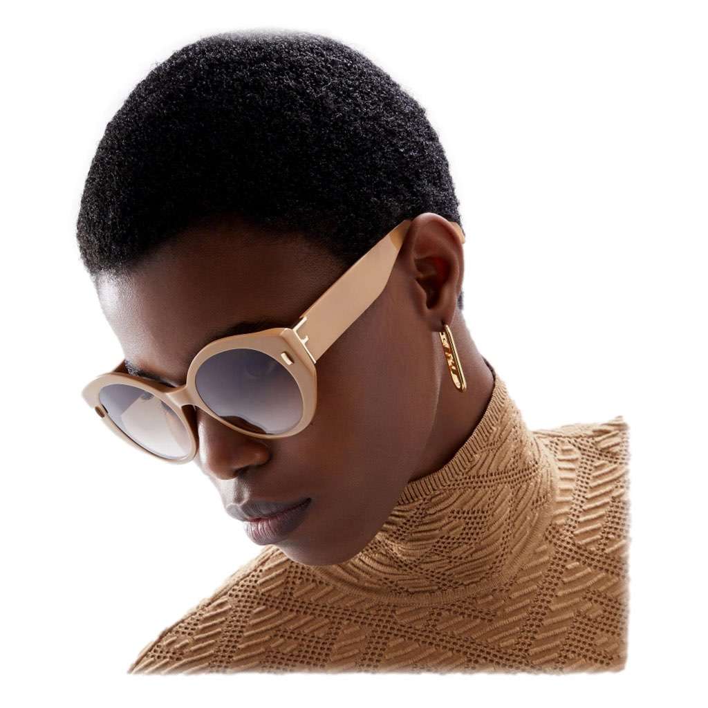 Fendi Fendi First Dark Beige Acetate Round Frame Tinted Sunglasses Beige Never worn, with tag - Box View