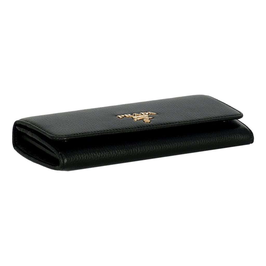 Prada Prada Vitello Grain Nero Black Leather Continental Long Wallet Zipper Pouch Black Leather Never worn, with tag - Inside View