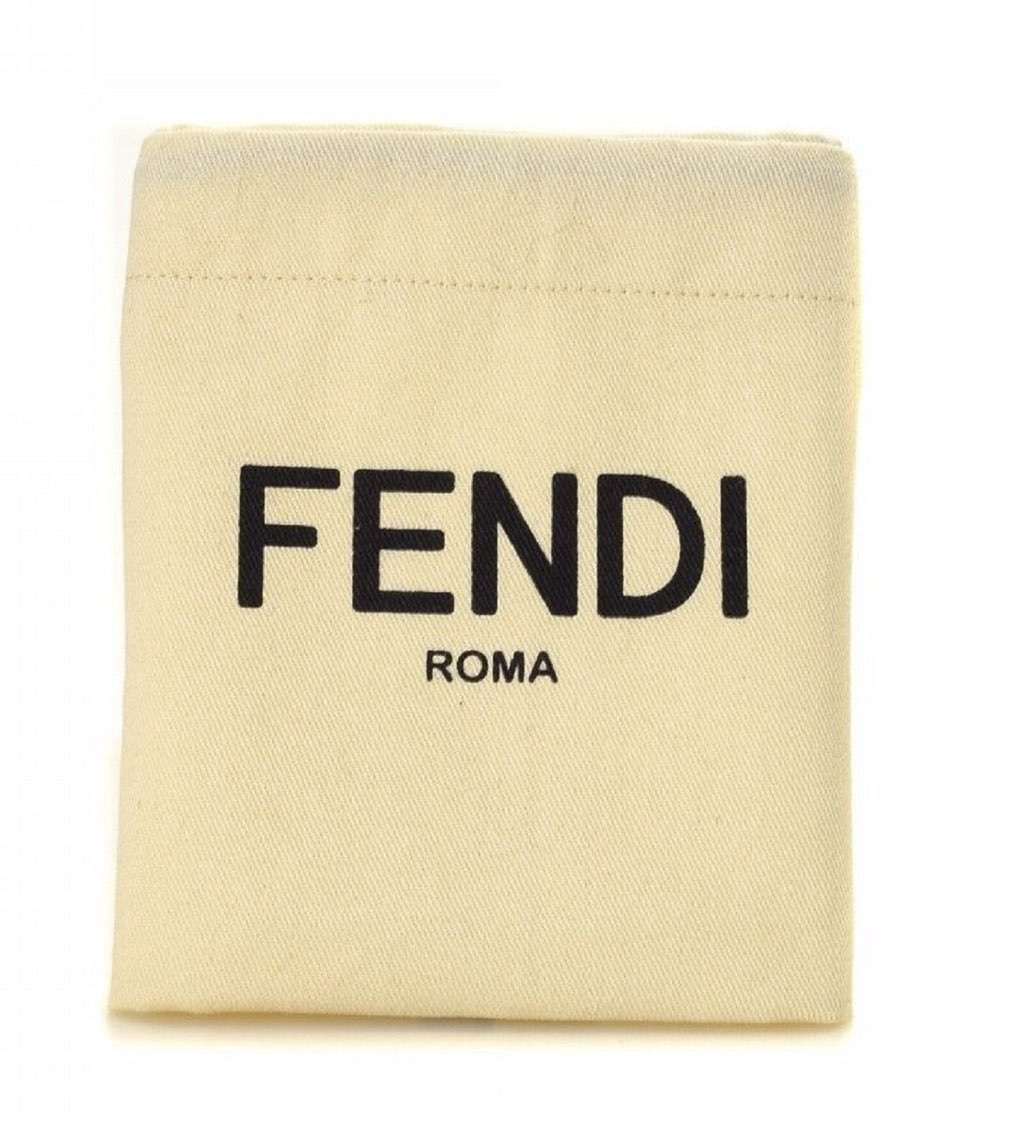 Fendi Fendi FF Logo Light Gray and Blue Pebbled Calf Leather Card Case Wallet Silver Leather Never worn, with tag - Model View