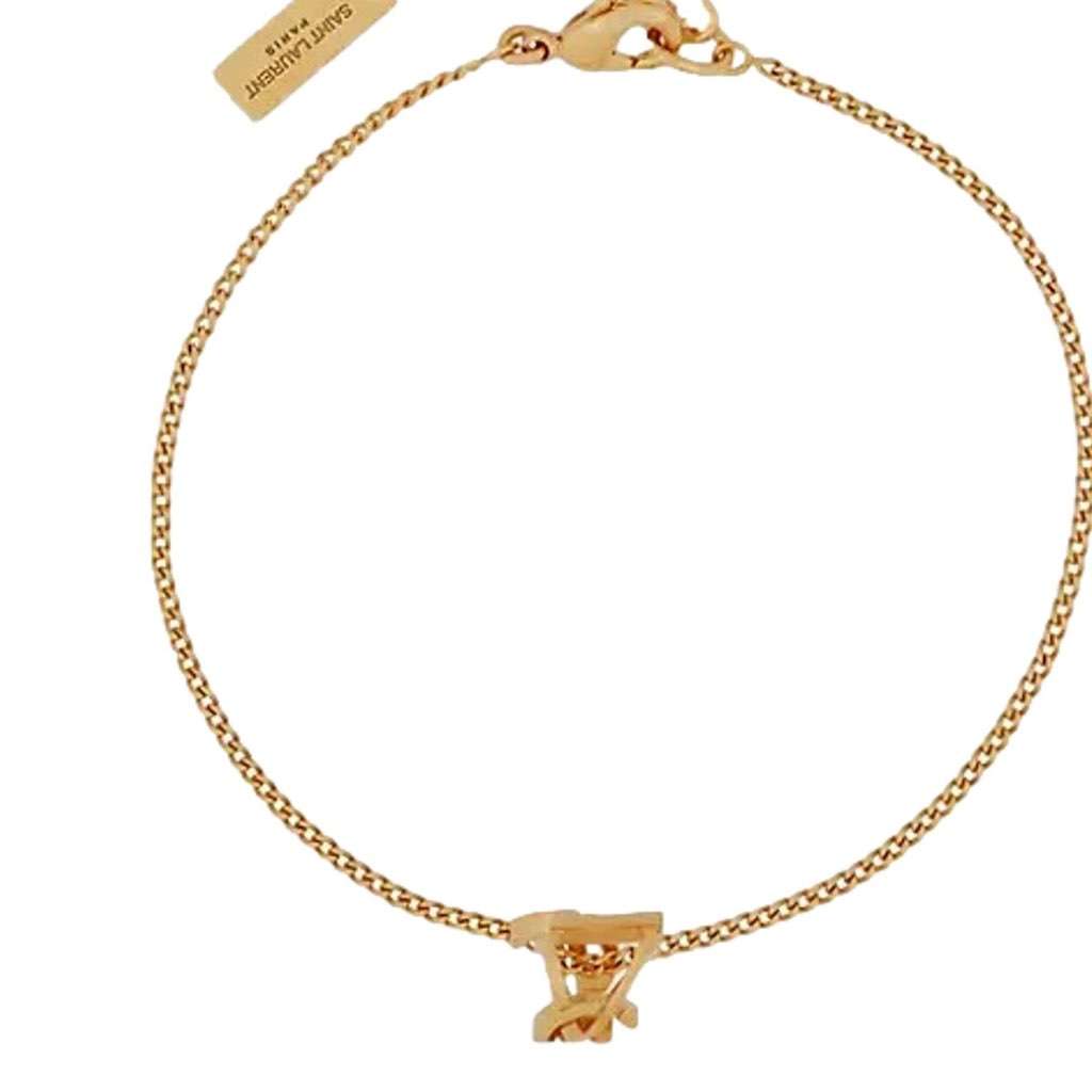 Saint Laurent Saint Laurent Monogram Twist Gold Metal Chain Bracelet Gold Never worn, with tag - Front View