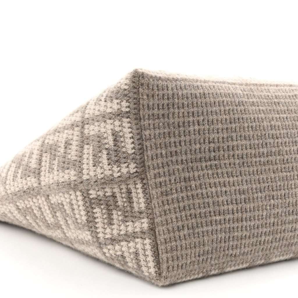 Fendi Fendi FF Tortora Gray Knitted Cashmere Wool Large Shopper Tote Bag Other Canvas Never worn, with tag - Box View