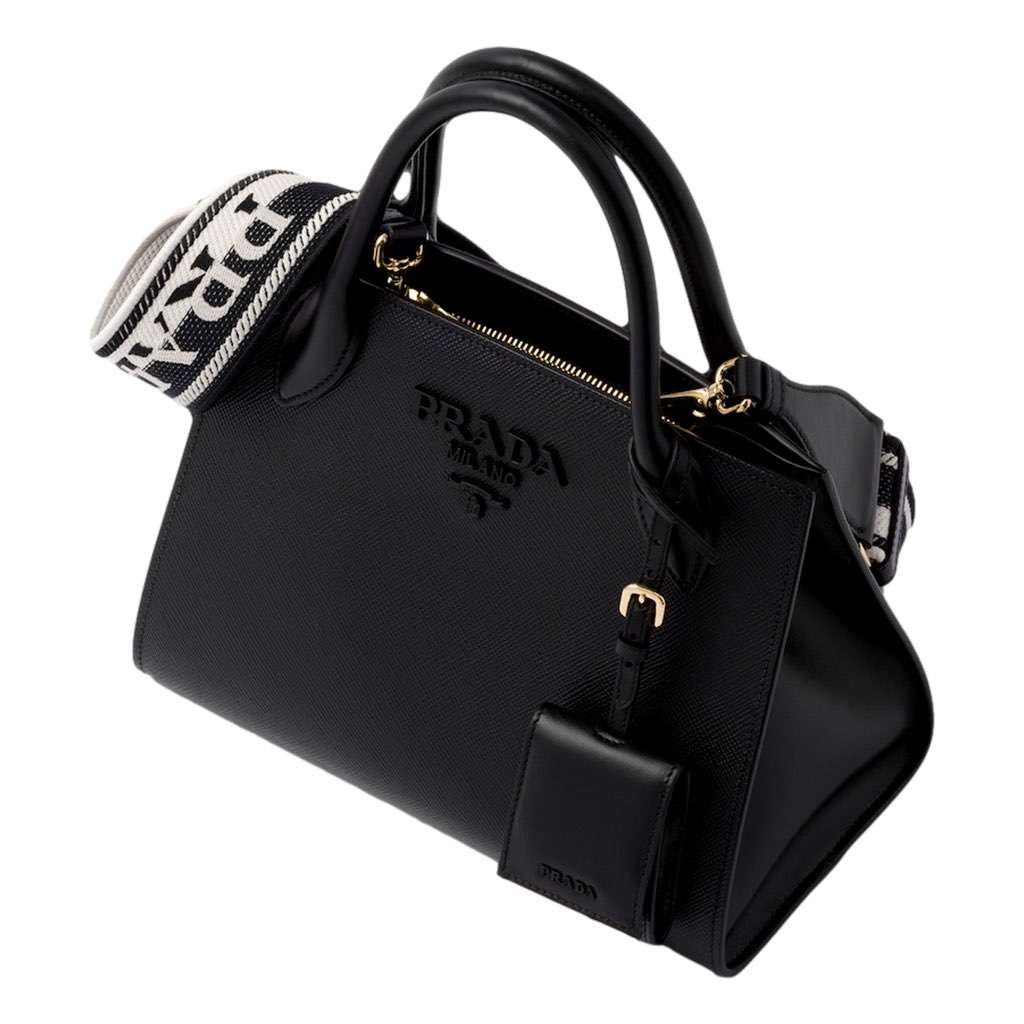 Prada Prada Monochrome Saffiano Top Handle Crossbody Tote Bag Black Black Leather Never worn, with tag - Inside View