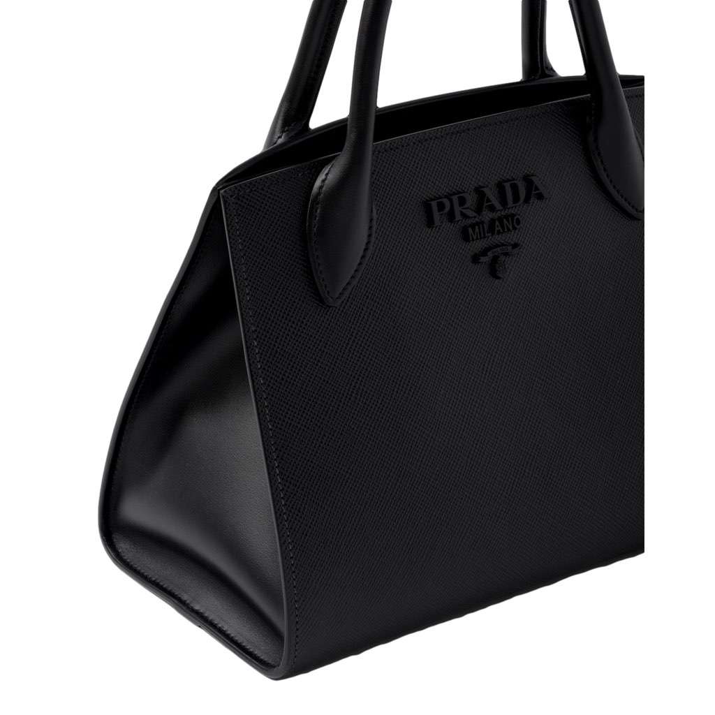 Prada Prada Monochrome Saffiano Top Handle Crossbody Tote Bag Black Black Leather Never worn, with tag - Box View