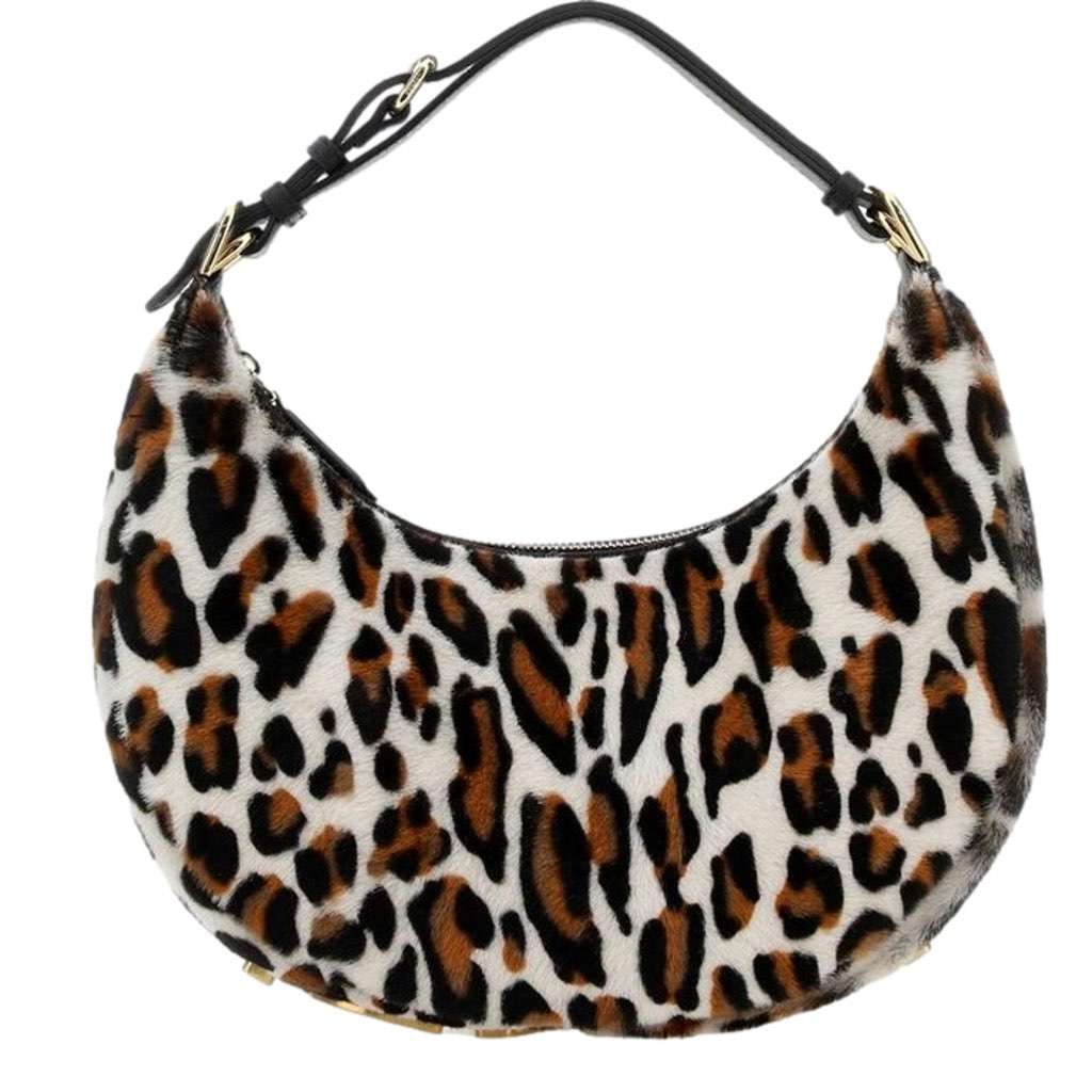 Fendi Fendi Fendigraphy Lamb Fur Animal Print Shoulder Bag White Leather Never worn, with tag - Front View