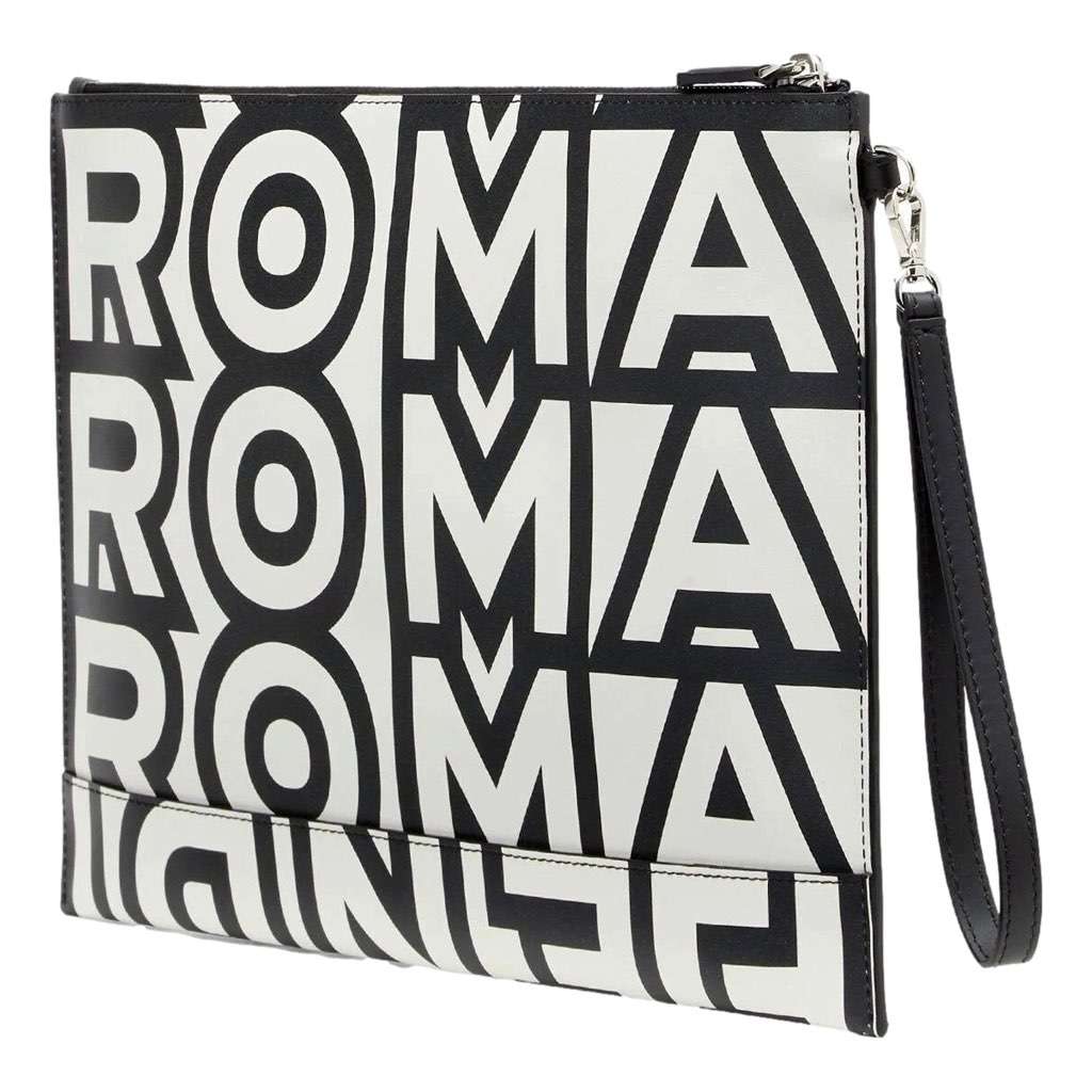 Fendi Fendi by Marc Jacobs Roma Black White Large Leather Clutch Black Leather Never worn, with tag - Back View