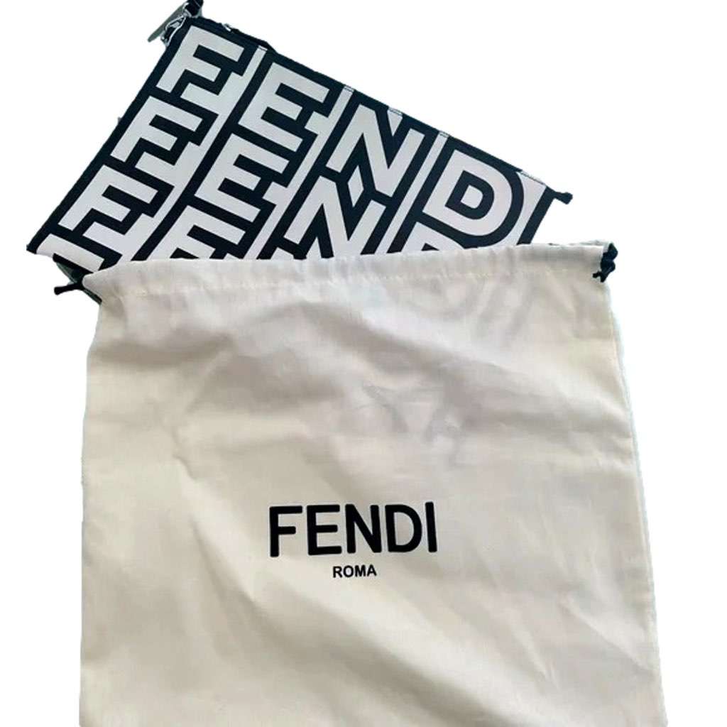 Fendi Fendi by Marc Jacobs Roma Black White Large Leather Clutch Black Leather Never worn, with tag - Box View