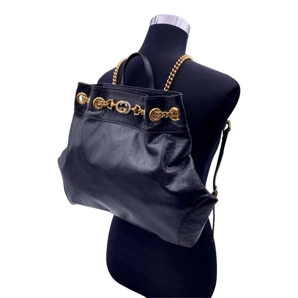 Gucci Gucci Black Leather Zumi Backpack Shoulder Backpack Black Leather Good condition - Back View
