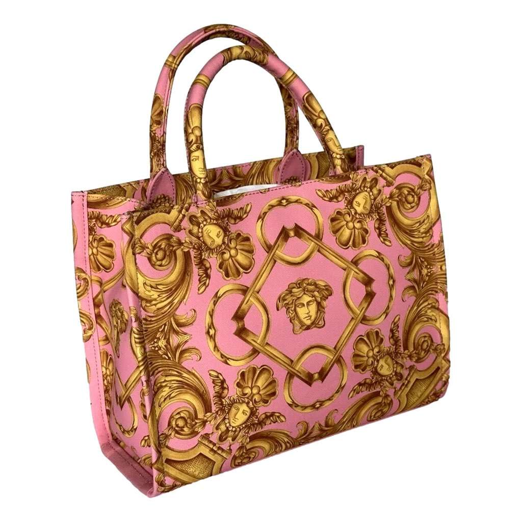 Versace Versace Pastel Pink Signature Print Small Canvas Tote Pink Canvas Never worn, with tag - Front View