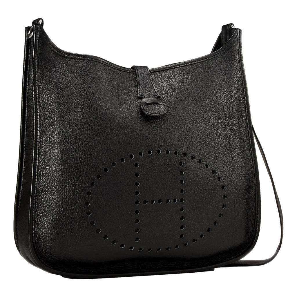 Hermès Hermes Evelyne PM Shoulder Bag Taurillon Clemence Calfskin SHW Noir Black Black Leather Very good condition - Back View
