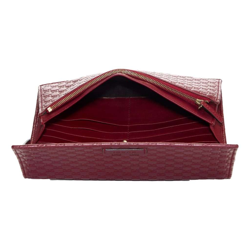 Gucci Gucci Microguccissma 'GG' Burgundy Red Womens Wallet Crossbody Handbag Red Leather Never worn, with tag - Box View