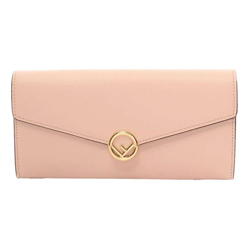 Fendi Fendi F Is Fendi Leather Long Envelope Womens Wallet Light Rose Beige Pink Pink Leather Never worn, with tag - Front View