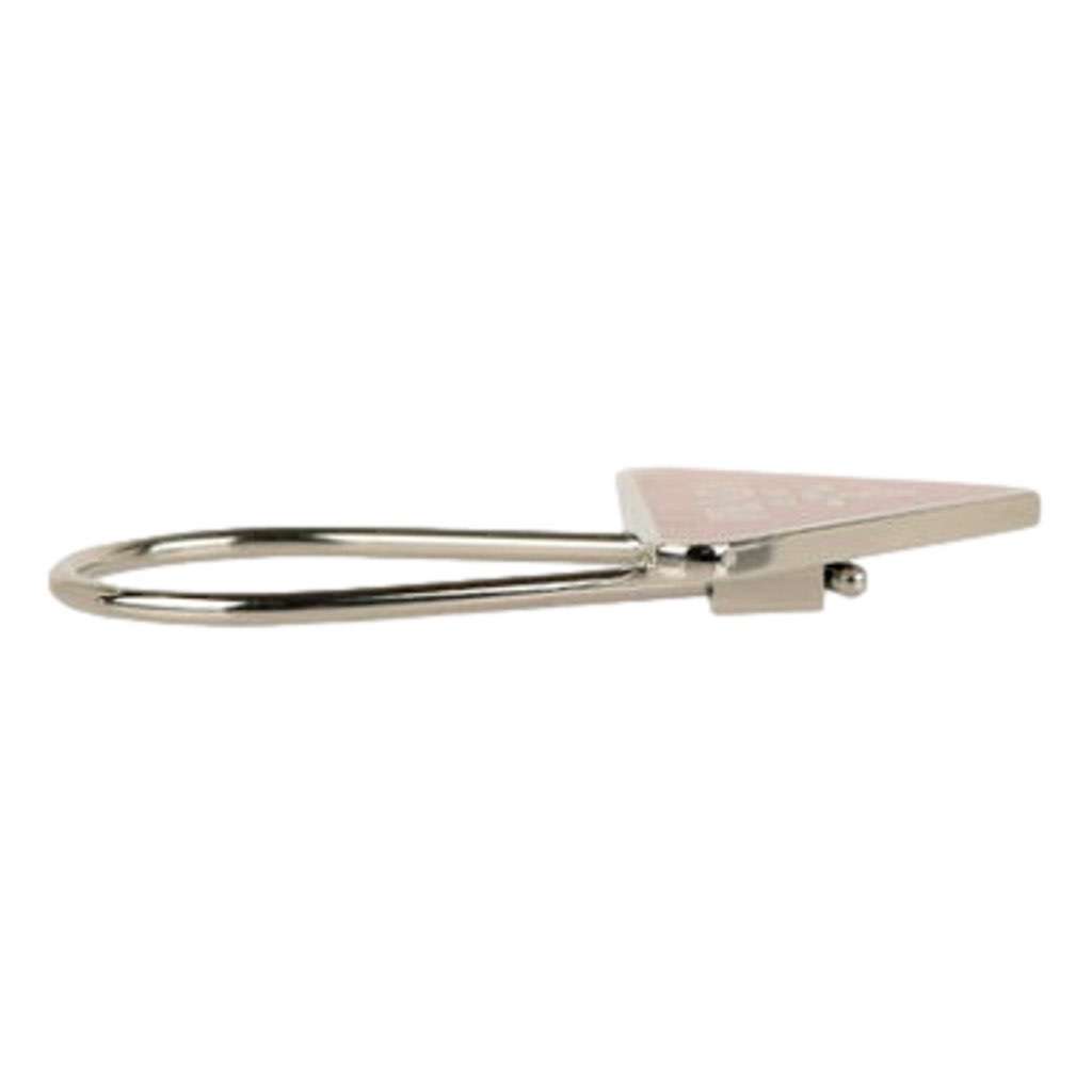 Prada Prada Enameled Metal Key Ring Red and Gold Triangle Logo Purse Charm Red Never worn, with tag - Model View