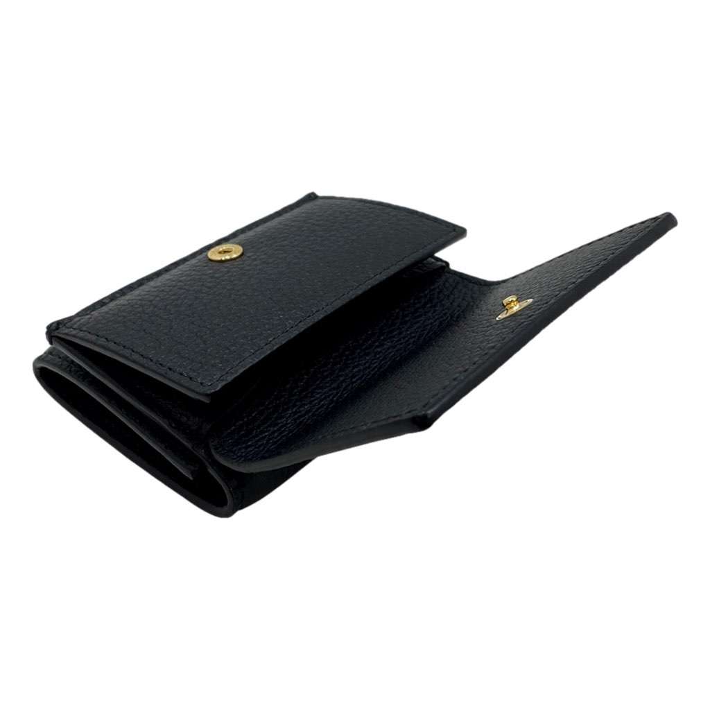 Gucci Gucci Embossed Logo Mini Tri-Fold Wallet Black Pebbled Leather Black Leather Never worn, with tag - Box View