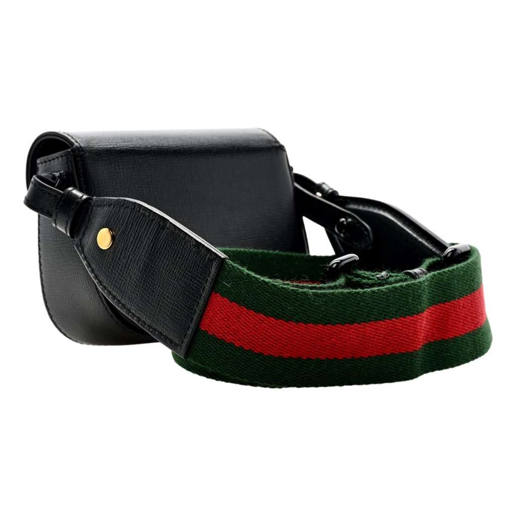 Gucci Gucci Azalea Calfskin Web Monochrome Horsebit 1955 Mini Handbag Black Black Leather Never worn, with tag - Back View
