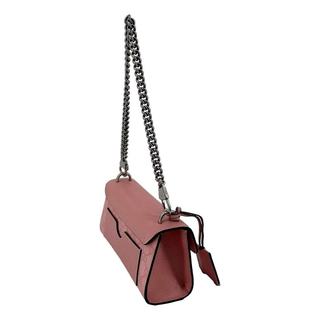 Gucci Gucci Pink GG Supreme Leather Padlock Chain Small Handbag Pink Pink Leather Never worn, with tag - Box View