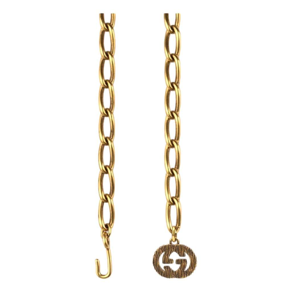 Gucci Gucci Antique Gold-Toned Metal Chain Waist Belt with Interlocking G Size 60 Gold Never worn, with tag - Front View