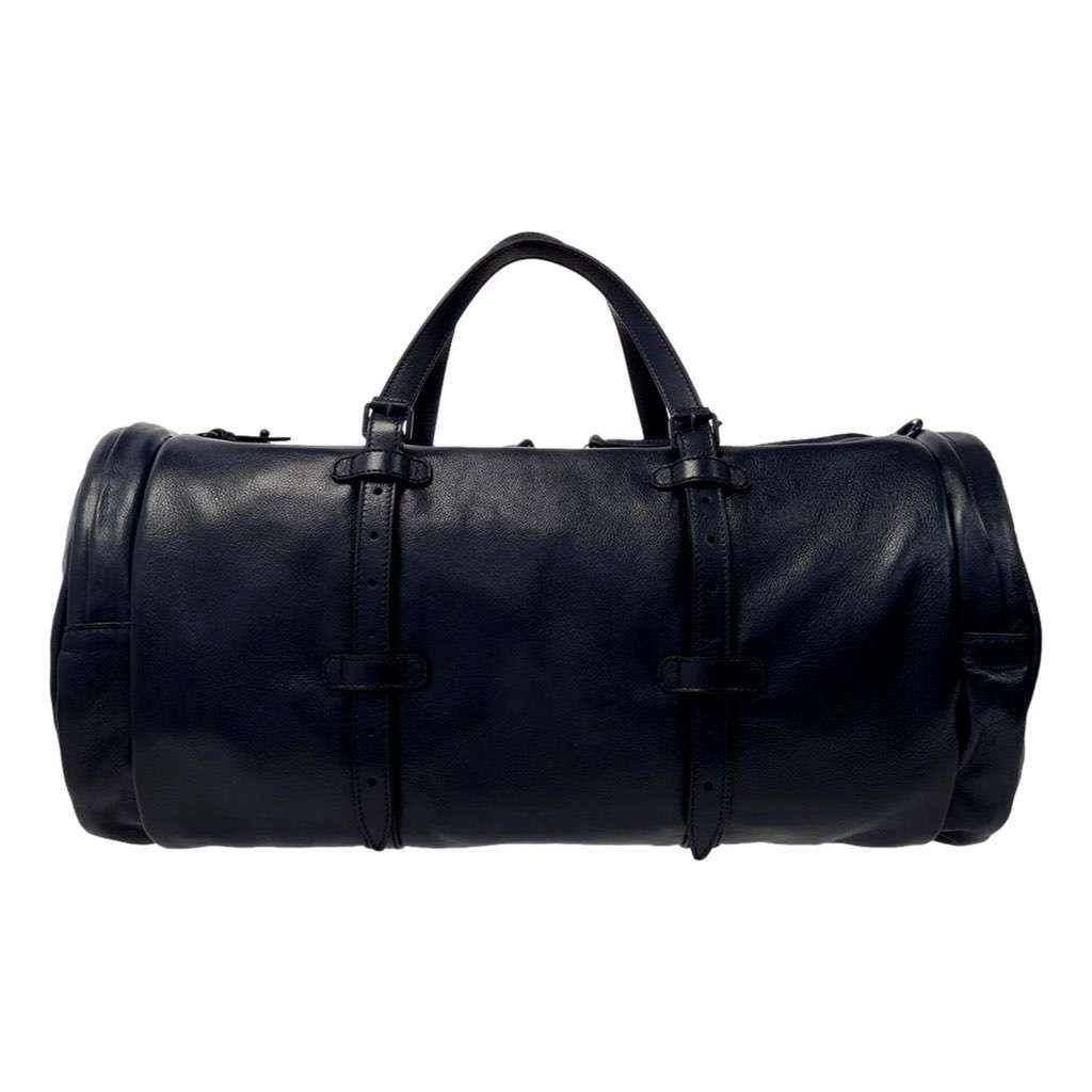 Gucci Gucci GG Logo Deep Blue Buffalo Leather Duffle Tote with Strap Blue Leather Never worn - Back View