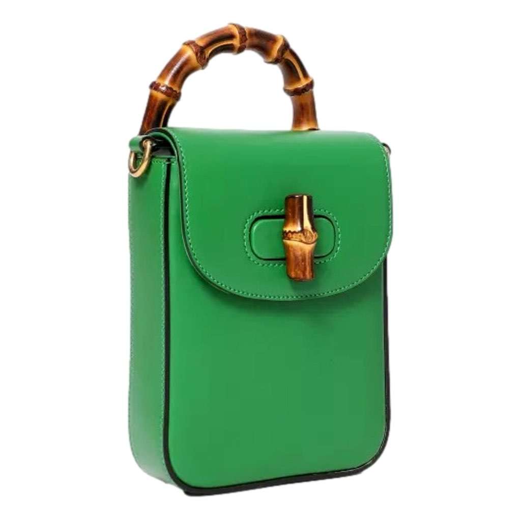 Gucci Gucci Bamboo Mini Handbag Top Handle Bag in Green Leather Green Leather Never worn, with tag - Inside View