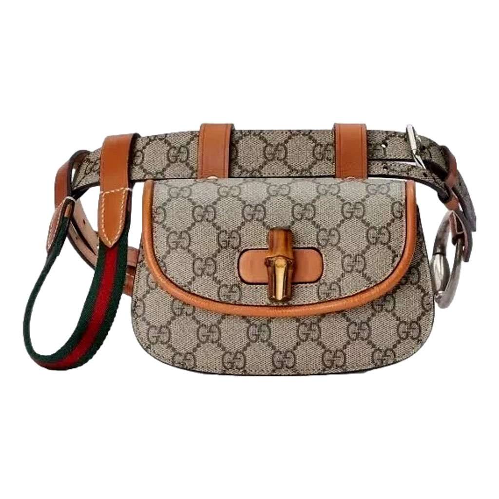 Gucci Gucci GG Supreme Monogram Web Bamboo 1947 Mini Belt Bag In Beige 75 Beige Canvas Never worn, with tag - Front View