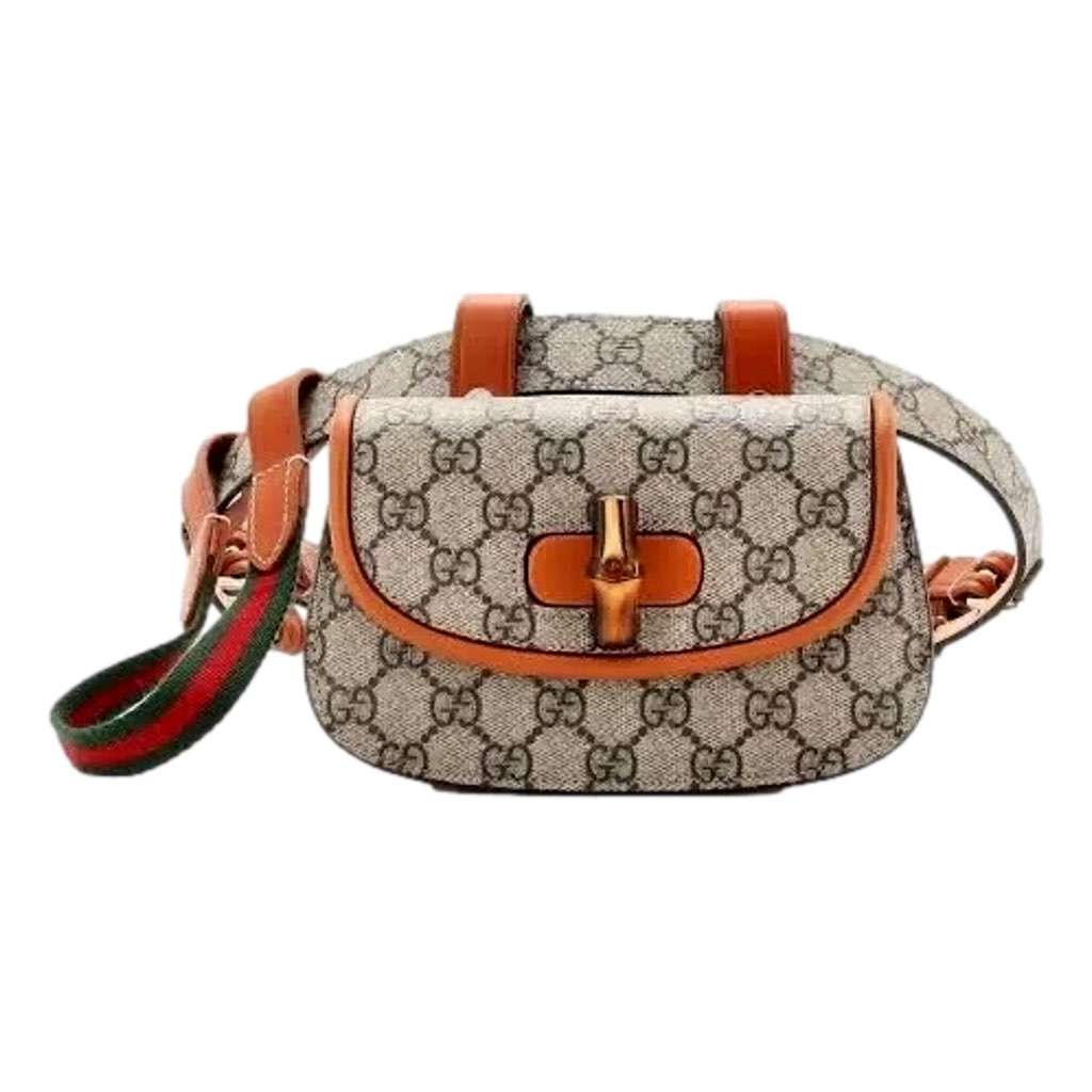 Gucci Gucci GG Supreme Monogram Web Bamboo 1947 Mini Belt Bag In Beige 75 Beige Canvas Never worn, with tag - Inside View