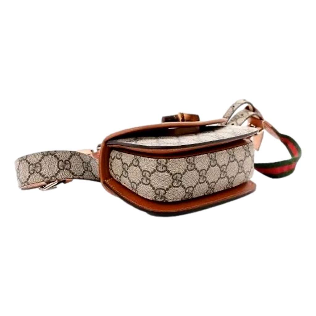 Gucci Gucci GG Supreme Monogram Web Bamboo 1947 Mini Belt Bag In Beige 75 Beige Canvas Never worn, with tag - Box View