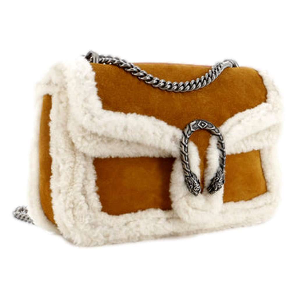 Gucci Gucci Dionysus Bag Suede with Shearling Medium Brown Leather Never worn, with tag - Back View