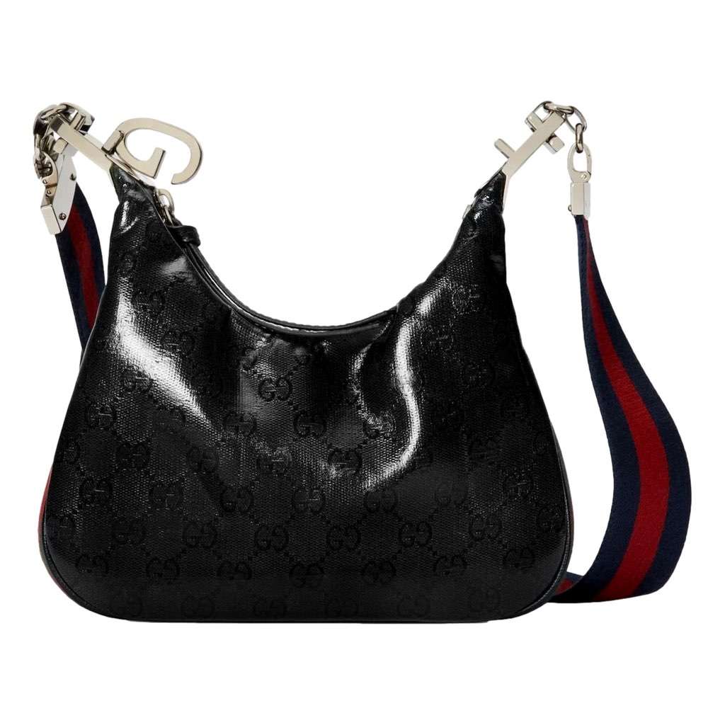 Gucci Gucci Attache Web Stripe Small Shoulder Bag Black Leather Black Leather Never worn, with tag - Inside View