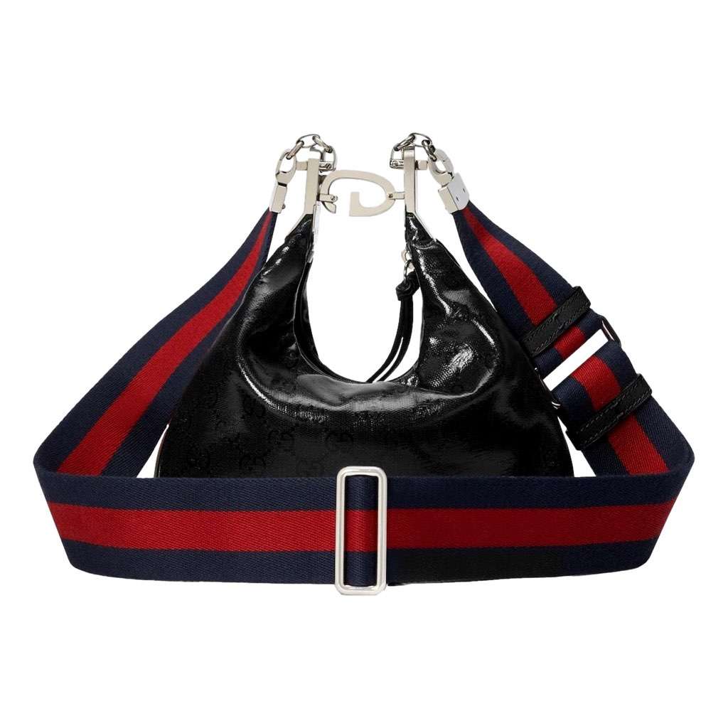 Gucci Gucci Attache Web Stripe Small Shoulder Bag Black Leather Black Leather Never worn, with tag - Box View