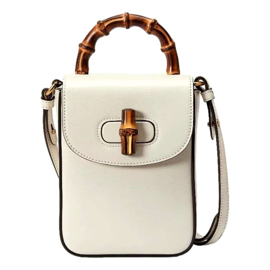 Gucci Gucci Bamboo Mini Handbag Top Handle Bag in Cream Leather Beige Leather Never worn, with tag - Front View