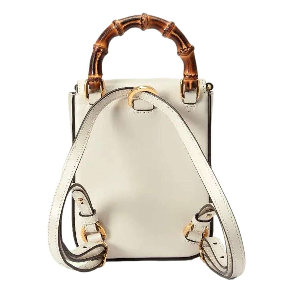 Gucci Gucci Bamboo Mini Handbag Top Handle Bag in Cream Leather Beige Leather Never worn, with tag - Model View