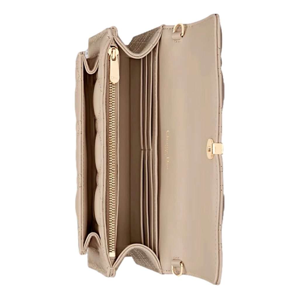Dior My Dior Daily Pouch with Chain Powder Beige Cannage Lambskin Beige Leather Very good condition - Inside View