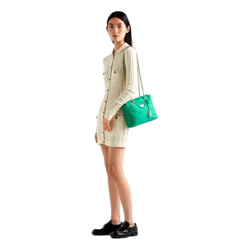 Prada Prada Re-Edition Menta Green 1995 Cha√Æne Re-Nylon Tote Bag Green Never worn, with tag - Model View
