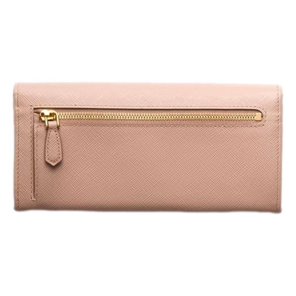 Prada Prada Saffiano Leather Sand Beige Rosso Red Multicolor Long Wallet with Zipper Beige Leather Never worn, with tag - Back View