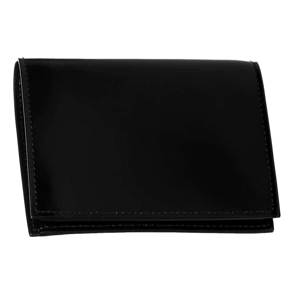 Prada Prada Bifold Black Polished Leather Triangle Logo Card Holder Wallet Black Leather Never worn, with tag - Model View