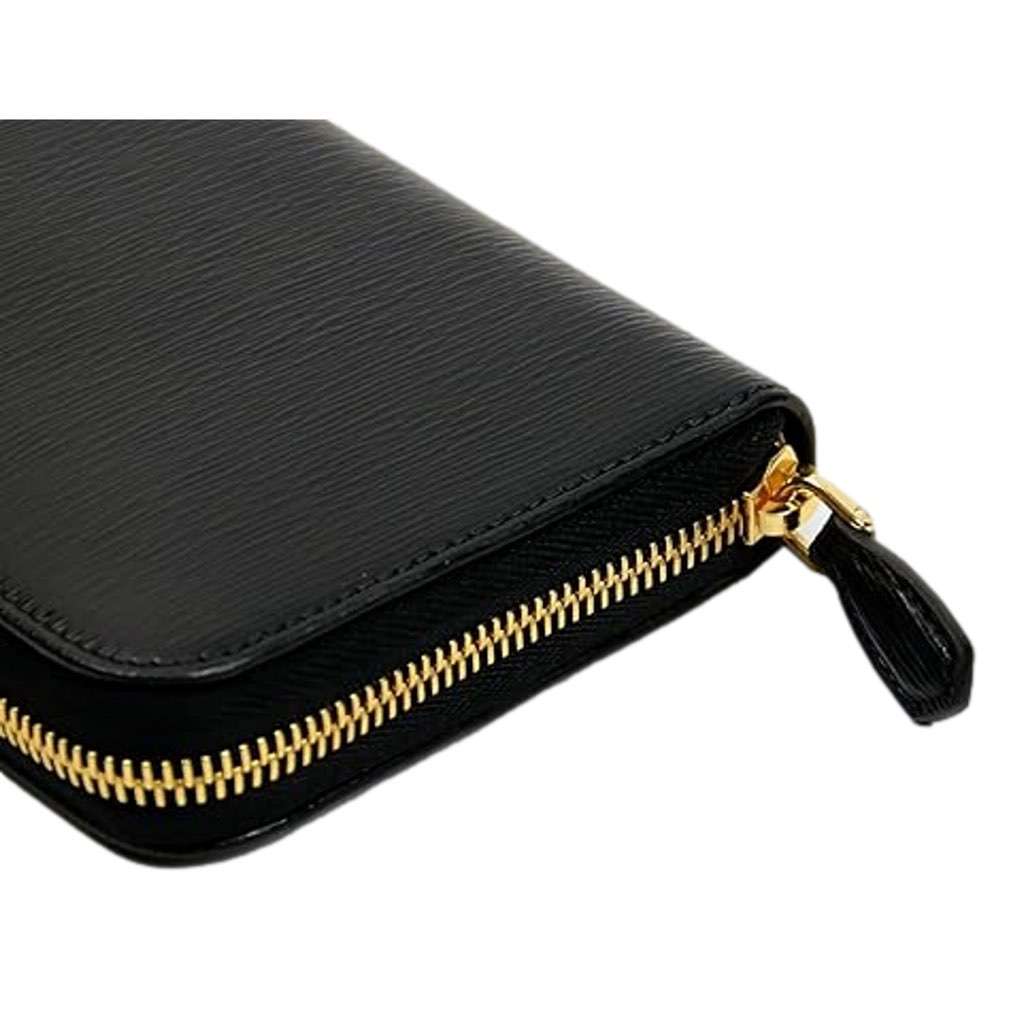 Prada Prada Vitello Move Nero Black Leather Zip Around Long Wallet Gold Triangle Logo Beige Leather Never worn, with tag - Inside View