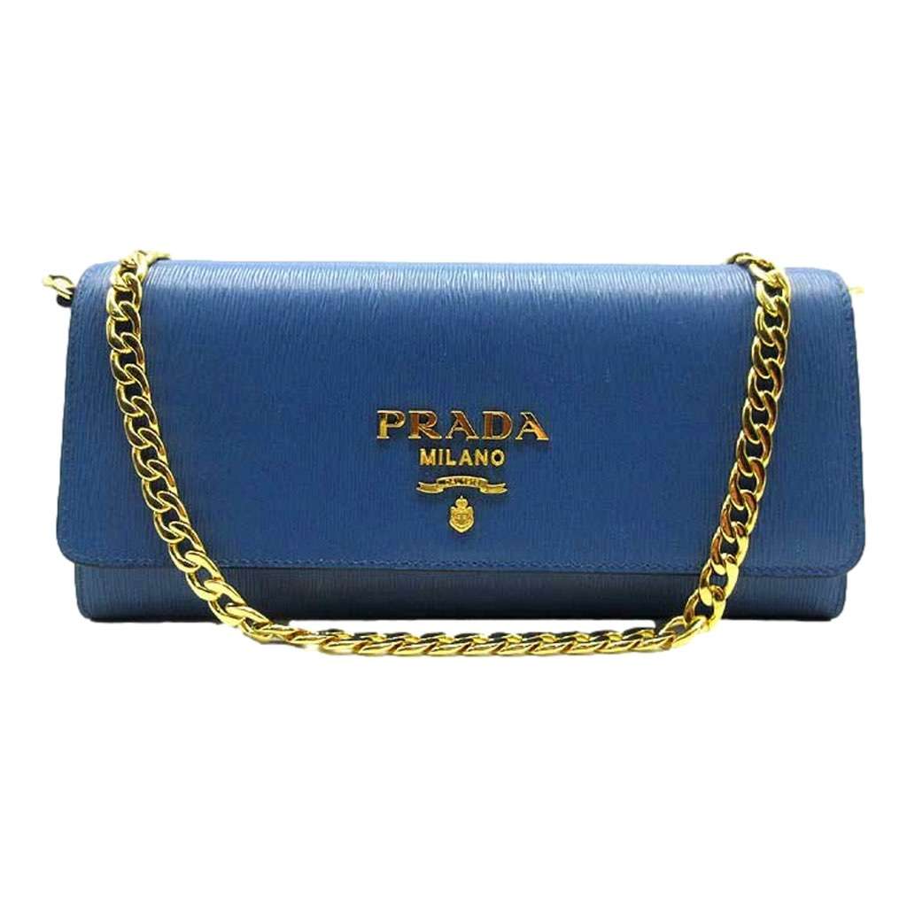 Prada Prada Vitello Move Cobalto Blue Leather Chain Crossbody Wallet Clutch Blue Leather Never worn, with tag - Front View
