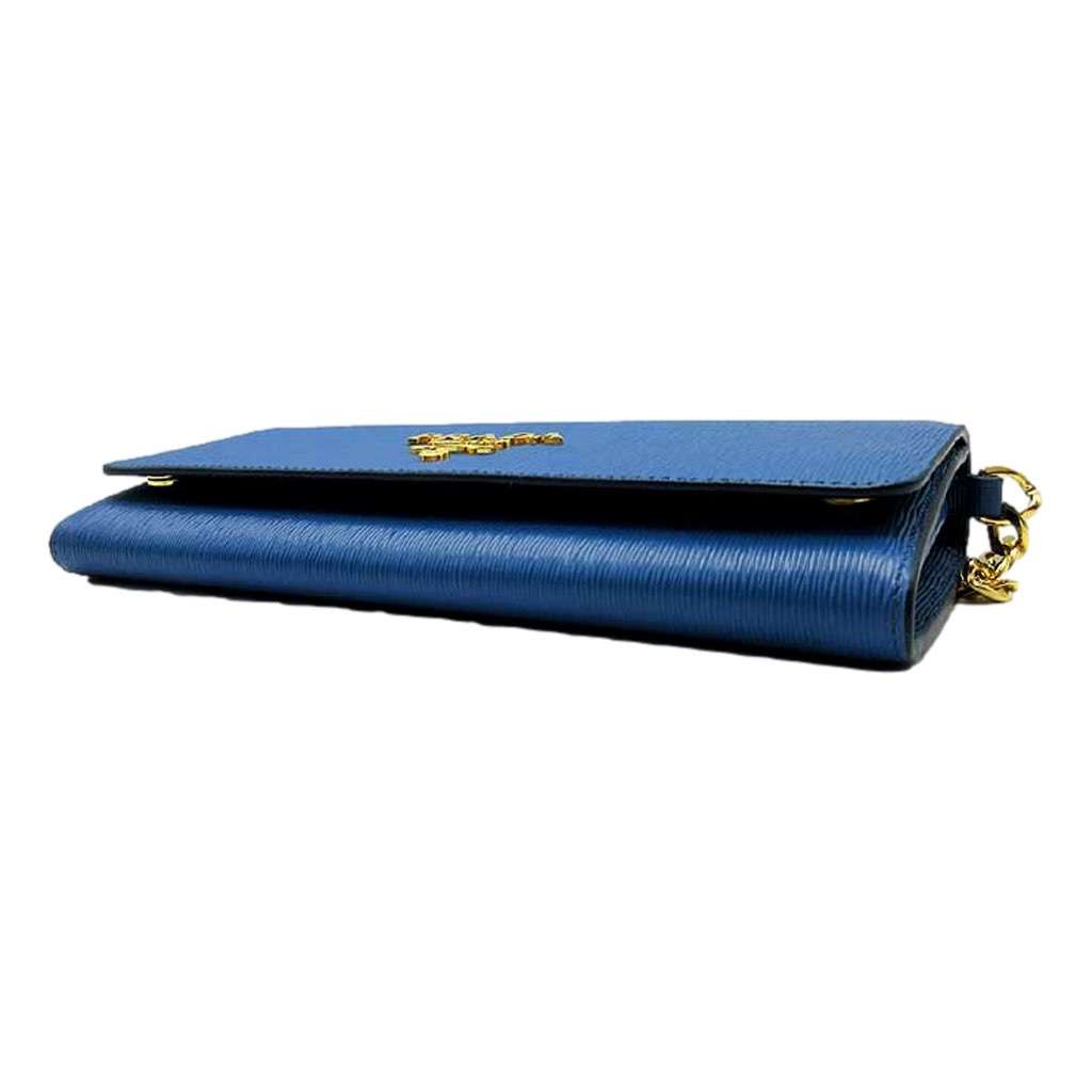 Prada Prada Vitello Move Cobalto Blue Leather Chain Crossbody Wallet Clutch Blue Leather Never worn, with tag - Inside View