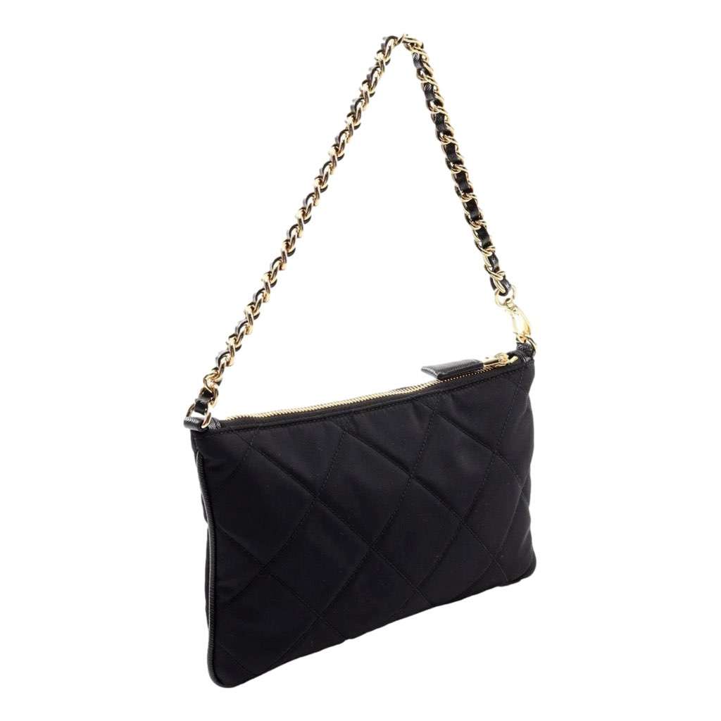 Prada Prada Re-Edition 1995 Black Gold  Re-Nylon Pouch Handbag Black Never worn, with tag - Back View